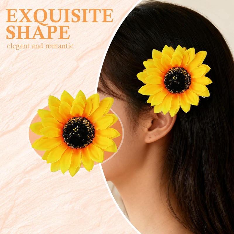 SYBL 3PCS Women Girls Simulation Yellow Floral Fall Sunflower Hair Clips Alligator Clips Hairpin Hair Clamp Barrettes Headwear Hair Hair Styling Accessories for Party Beach Vacation Wedding Bridal - Image 5